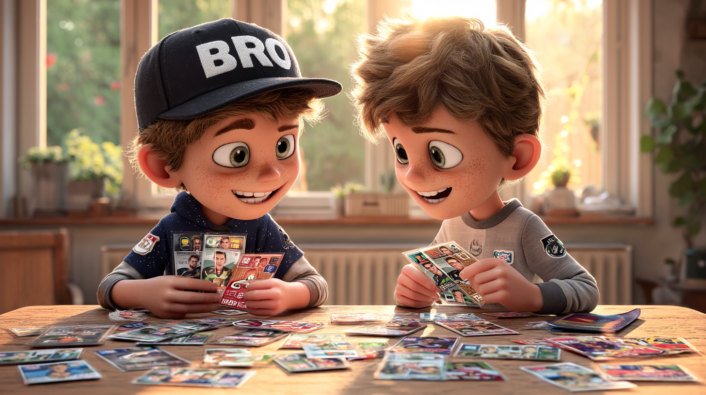 Sticker tauschen am Tisch